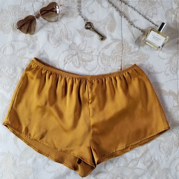 H&M Pants - NWOT Golden Satin Sexy Cheeky Lounge Shorts XS